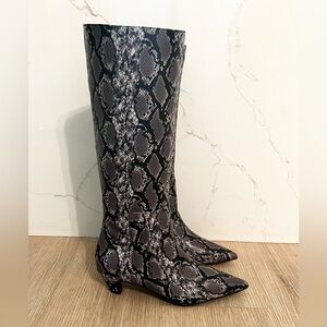 Shoe Dazzle Snakeskin Heeled Boots